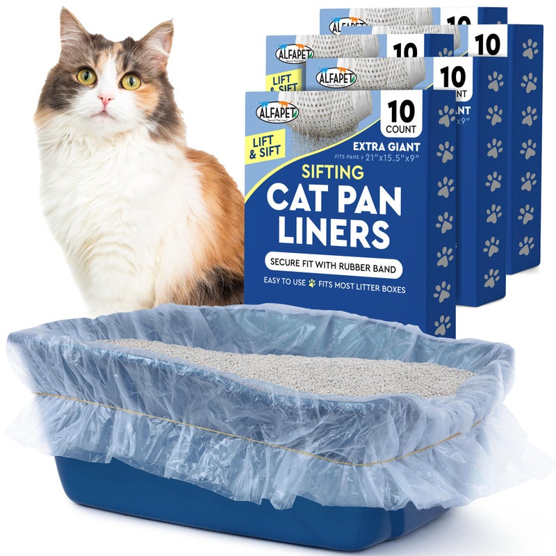 Alfapet Cat Litter Box Sifting Liners Alfapet - Extra Giant 50 Count - Tear-Resistant Cat Litter Bags - Waterproof Kitty Litter Liners - Fits Almost All Litterbox Pan Sizes, 40" x 38", 30 lb Capacity - Image 1